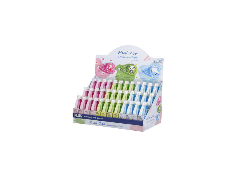 PLUS JAPAN Roller correcteur 'Mini Zoo' 5mm x 6m, présentoir