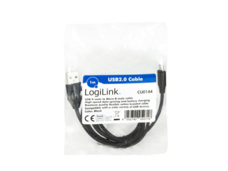 LogiLink Câble USB 2.0, USB-A - Micro USB, 1,0 m, rouge