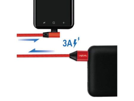 LogiLink Câble USB 2.0, USB-A - USB-C mâle, 0,3 m, rouge