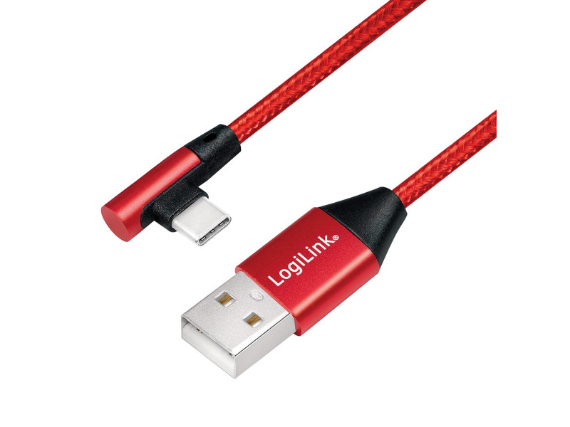 LogiLink Câble USB 2.0, USB-A - USB-C mâle, 1,0 m, rouge