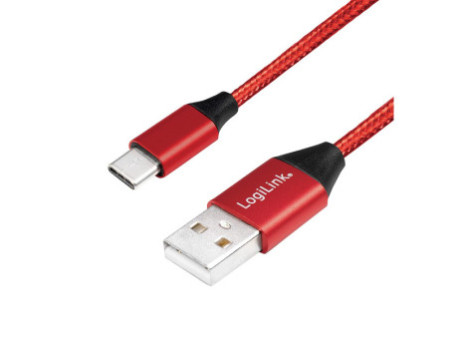 LogiLink Câble USB 2.0, USB-A - USB-C mâle, 1,0 m, rouge