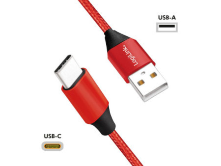 LogiLink Câble USB 2.0, USB-A - USB-C mâle, 1,0 m, rouge