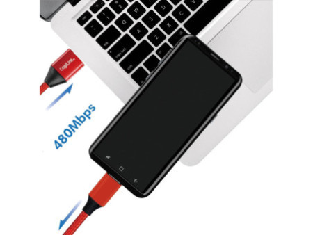 LogiLink Câble USB 2.0, USB-A - USB-C mâle, 1,0 m, rouge