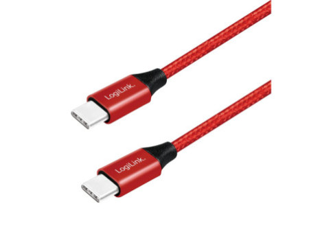 LogiLink Câble USB 2.0, USB-C - USB-C mâle, 0,3 m, rouge