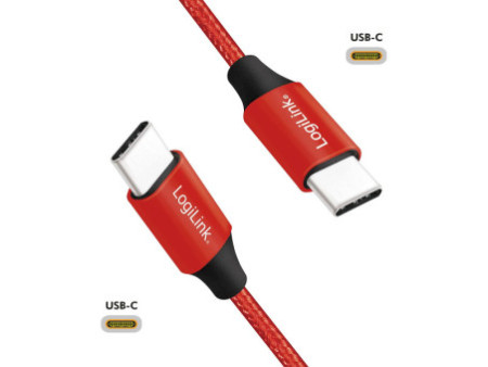 LogiLink Câble USB 2.0, USB-C - USB-C mâle, 0,3 m, rouge