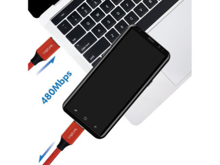 LogiLink Câble USB 2.0, USB-C - USB-C mâle, 0,3 m, rouge