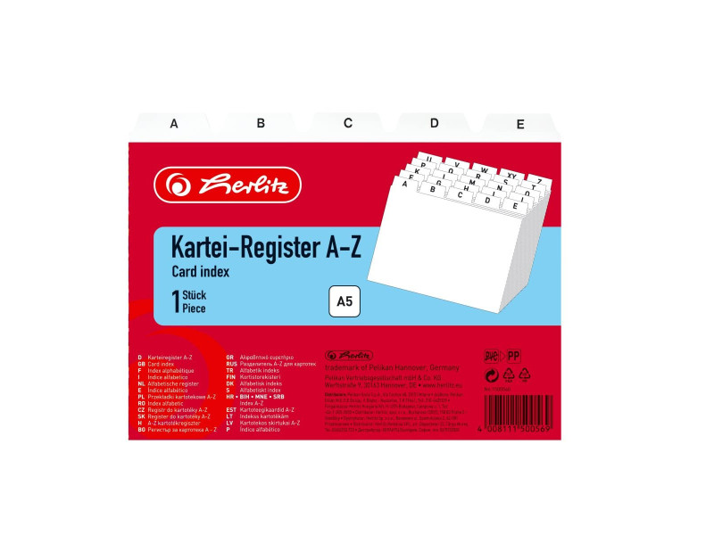 herlitz Index alphabétique, PP, A5 paysage, blanc