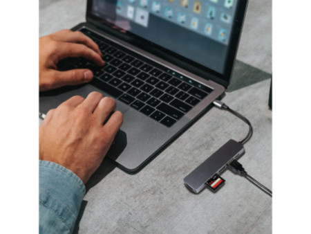 LogiLink Hub multifonction USB-C 6-en-1, argenté
