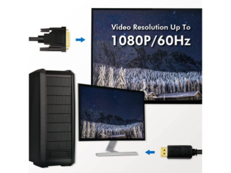LogiLink Cordon convertisseur DisplayPort - DVI, 1,0 m, noir