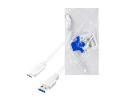 LogiLink Câble USB 3.2, USB-A - USB-C, 0,15 m, blanc