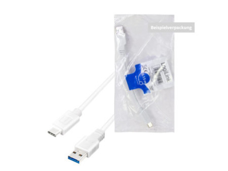 LogiLink Câble USB 3.2, USB-A - USB-C, 3,0 m, blanc