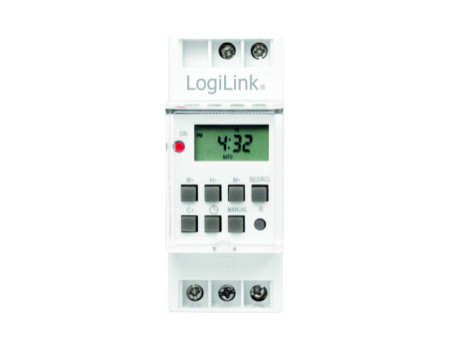 LogiLink Minuterie numérique, montage sur rail DIN, blanc
