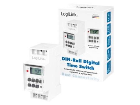 LogiLink Minuterie numérique, montage sur rail DIN, blanc