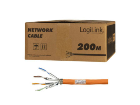 LogiLink Câble d'installation, Cat.7, S/FTP, 200 m, Simplex