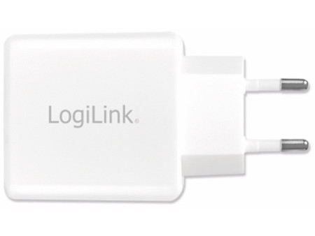 LogiLink Chargeur secteur USB, 2x USB, 12 watts, blanc