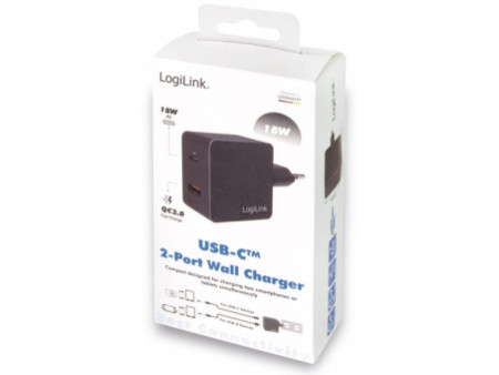 LogiLink Chargeur secteur USB,USB-C PD&1x USB-A Quick Charge