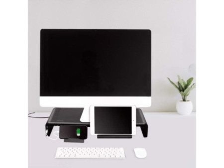 LogiLink Réhausseur d'écran, largeur réglable, 3x USB, noir