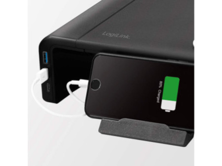 LogiLink Réhausseur d'écran, largeur réglable, 3x USB, noir