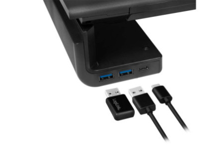 LogiLink Réhausseur d'écran, largeur réglable, 3x USB, noir