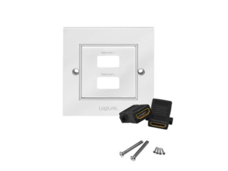 LogiLink Plastron HDMI, 2x femelle HDMI-femelle HDMI, blanc