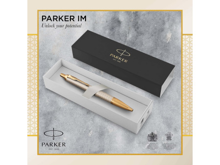 PARKER Stylo à bille rétractable IM PREMIUM Argent Chaud G.T
