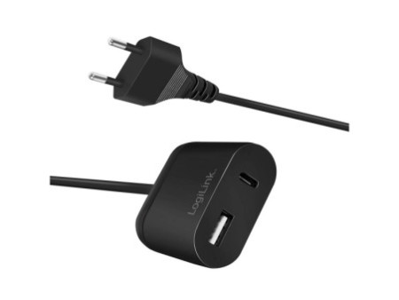 LogiLink Chargeur secteur USB avec câble fixe, 1x USB, noir
