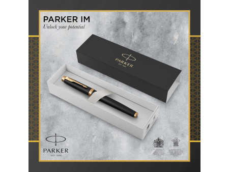PARKER Stylo roller IM PREMIUM Noir et Doré G.T.
