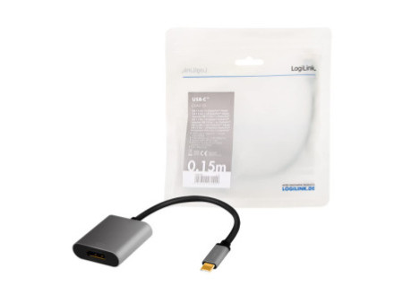 LogiLink Câble adaptateur USB-C - Displayport, noir/gris