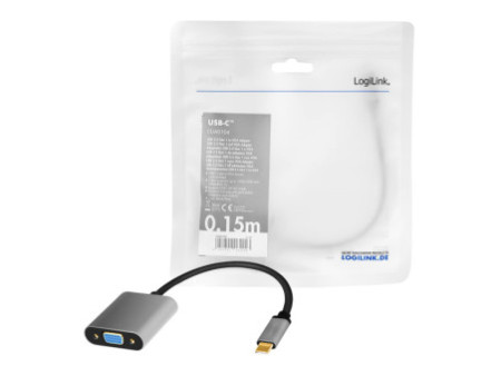 LogiLink Câble adaptateur USB-C - VGA, 0,15 m, noir/gris