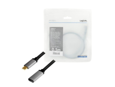 LogiLink Câble de rallonge USB 3.2, noir/gris, 0,5 m