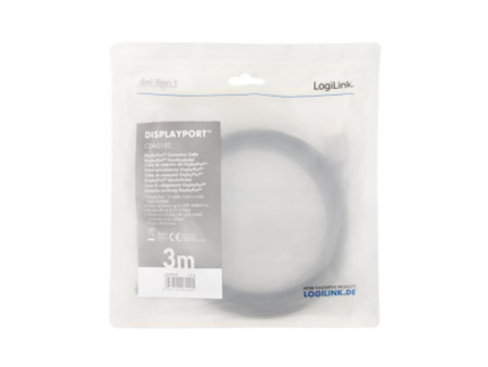 LogiLink Câble DisplayPort 1.2, fiche mâle - mâle, 3,0 m