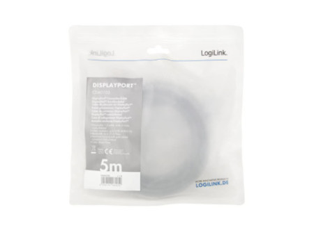 LogiLink Câble DisplayPort 1.2, fiche mâle - mâle, 5,0 m