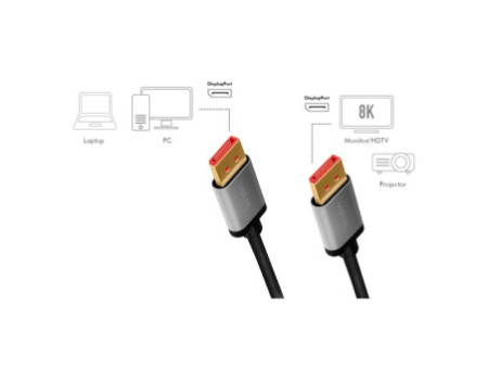 LogiLink Câble DisplayPort 1.4, fiche mâle - mâle, 1,0 m