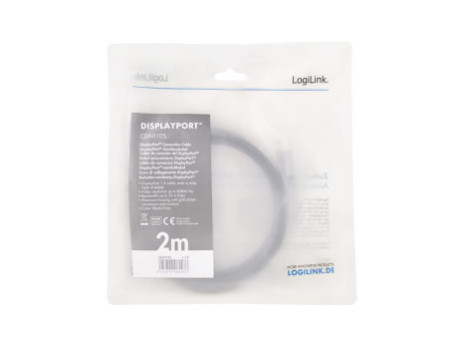 LogiLink Câble DisplayPort 1.4, fiche mâle - mâle, 2,0 m