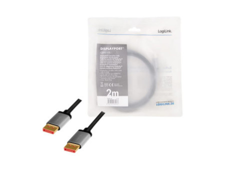 LogiLink Câble DisplayPort 1.4, fiche mâle - mâle, 2,0 m