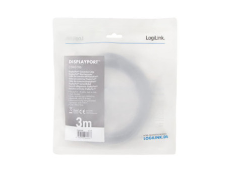 LogiLink Câble DisplayPort 1.4, fiche mâle - mâle, 3,0 m