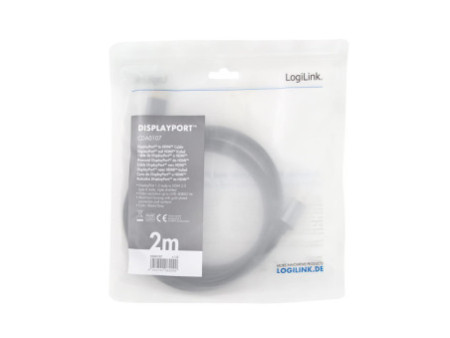 LogiLink Câble DispolayPort - HDMI, 2,0 m, noir/gris