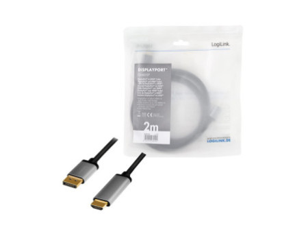 LogiLink Câble DispolayPort - HDMI, 2,0 m, noir/gris
