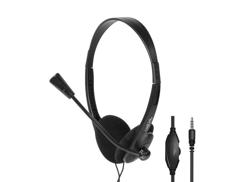 LogiLink Casque stéréo, avec microphone, noir