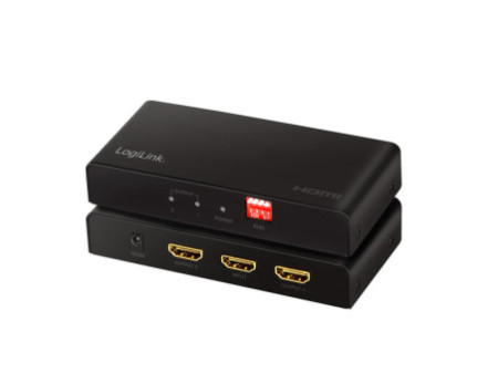 LogiLink Distributeur HDMI 4K/60 Hz Downscaler, 2 ports,noir