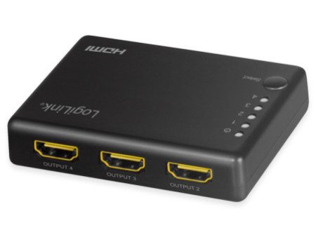 LogiLink Distributeur HDMI 4K/30 Hz, fin, 4 ports, noir