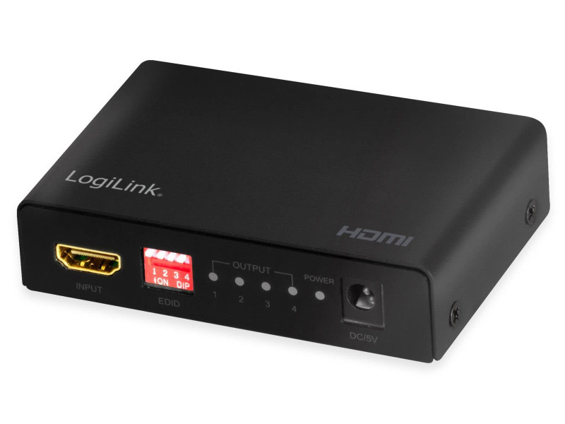 LogiLink Distributeur HDMI 4K/60 Hz Downscaler, EDID,4 ports