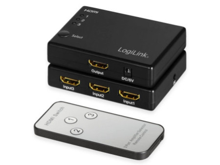 LogiLink Commutateur Full HD Small HDMI, 3 ports, noir