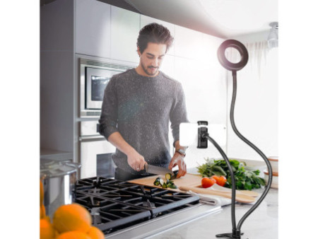 LogiLink Ring light avec support de smartphone à pince, 85mm