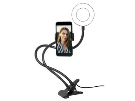 LogiLink Ring light avec support de smartphone à pince, 85mm