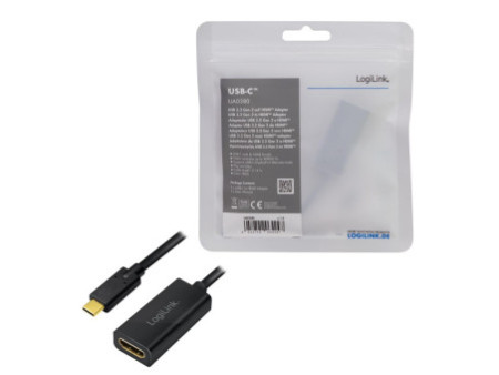 LogiLink Carte graphique USB 3.2, USB-C - HDMI-A, noir