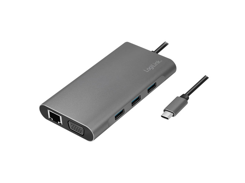 LogiLink Station d'accueil USB 3.2, 10 ports, USB-C, argent