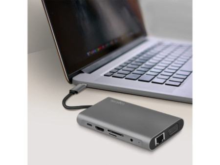 LogiLink Station d'accueil USB 3.2, 10 ports, USB-C, argent