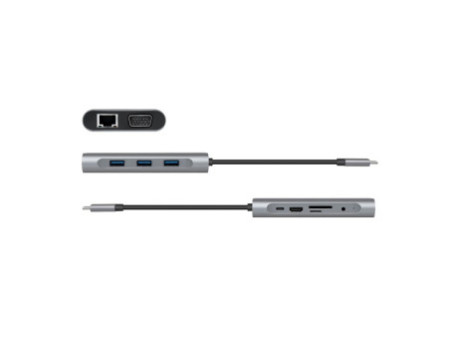 LogiLink Station d'accueil USB 3.2, 10 ports, USB-C, argent