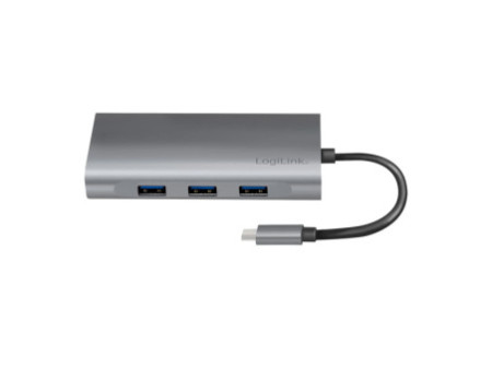 LogiLink Station d'accueil USB 3.2, 10 ports, USB-C, argent